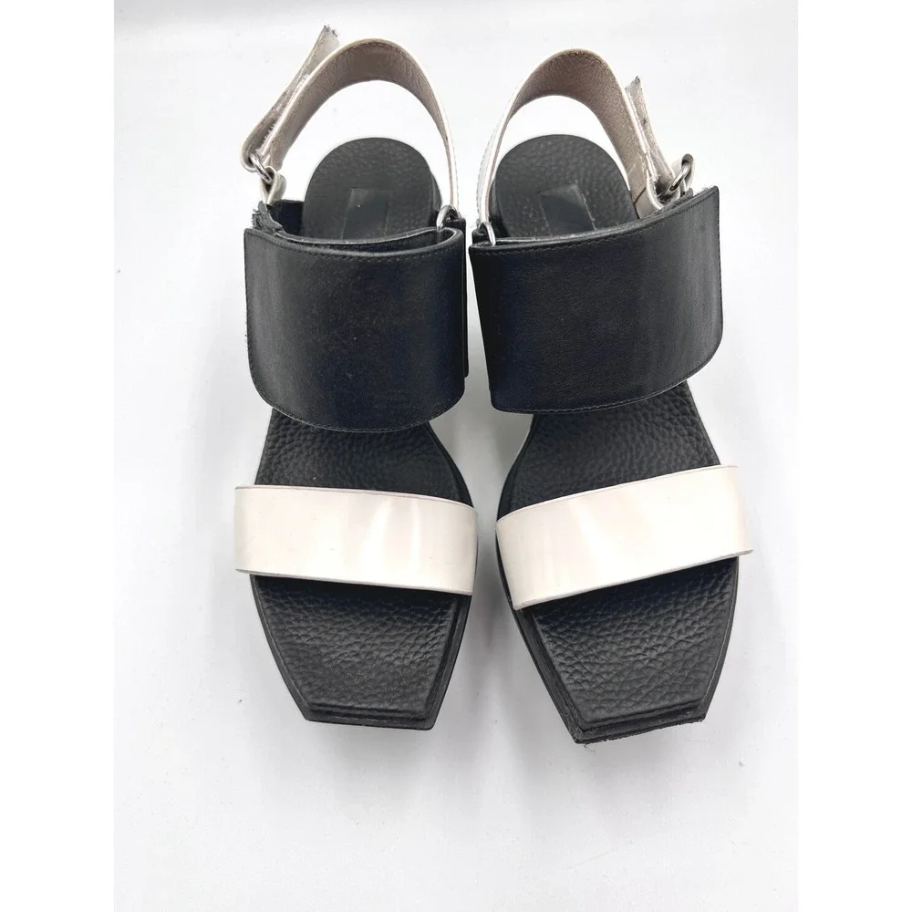 United Nude Delta Wedge Sandals Womens 38 Black White Good Architectural